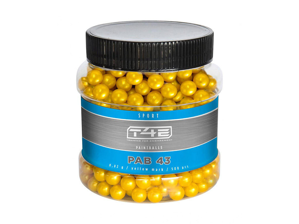 Farbmarkierungskugeln T4E Sport PAB 43 Yellow Mark Paintballs Kaliber .43 0,82 g gelb 500 Stück