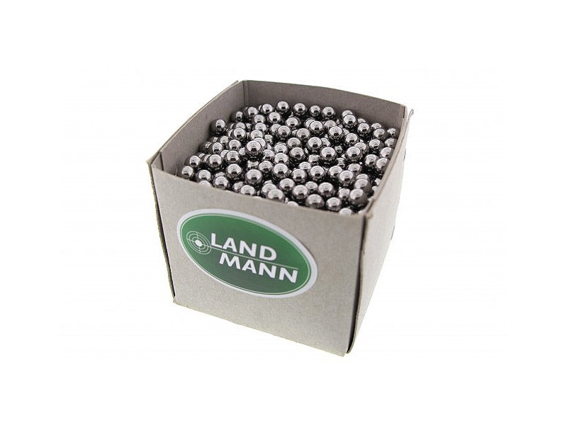 Landmann Stahlkugeln für Steinschleuder, Zwille, poliert, 1250 Stück, Kaliber 9 mm