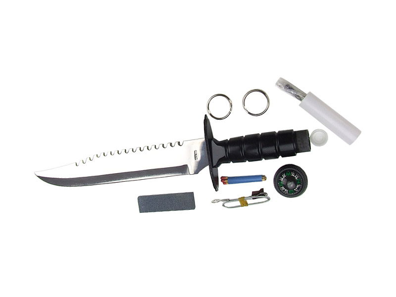 Outdoormesser Überlebensmesser Combat Knife Klingenlänge 25 cm Kompass Seilsäge Streichhölzer (P18)
