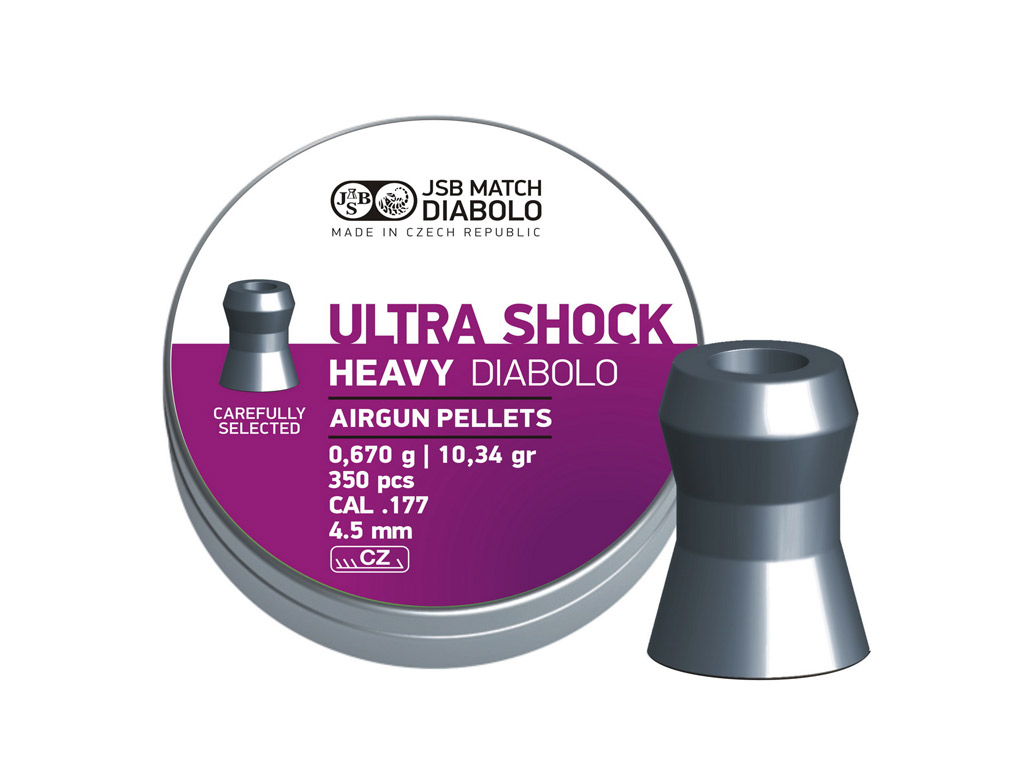 JSB Ultra Shock Heavy Diabolo, Hollow Point, Hohlspitze, 0,670 g, Kaliber 4,50 mm, 350 Stück