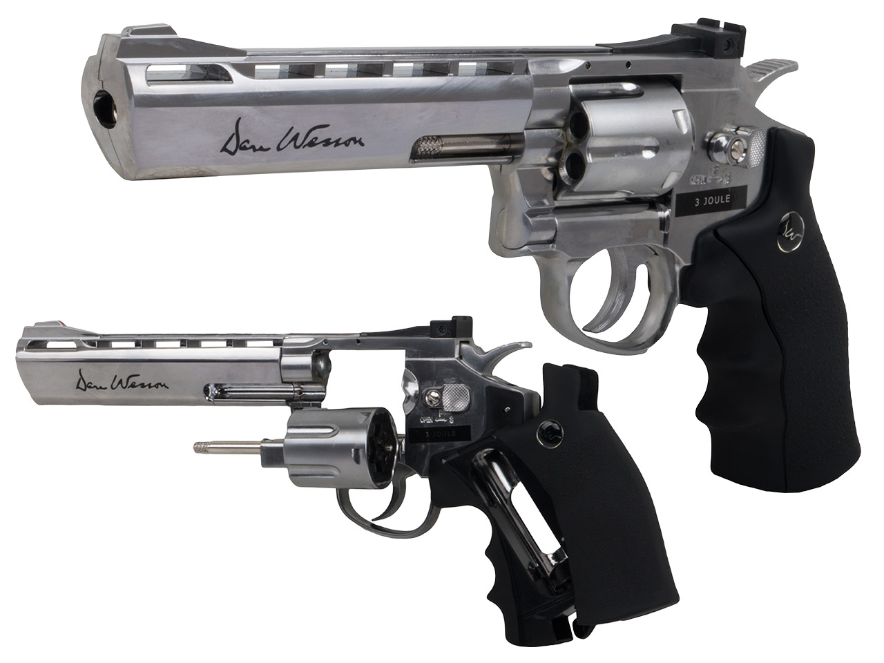 CO2 Revolver Dan Wesson 6 Zoll silber chrom Kaliber 4,5 mm Diabolo (P18)