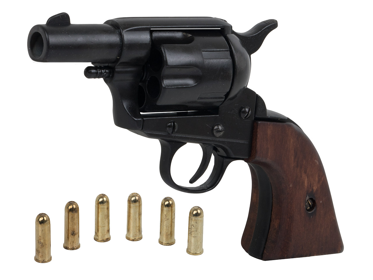 Deko Revolver Kolser Colt SAA Single Action Army Snub Nose 2,5 Zoll schwarz Holzgriffschalen