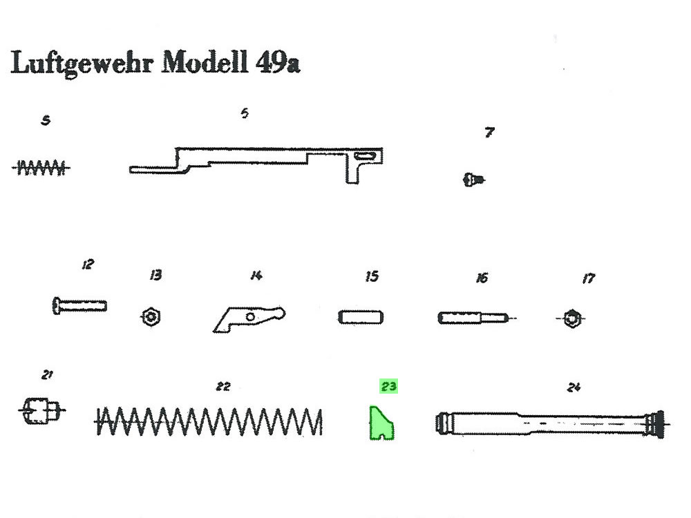 Federanlageteil für Haenel Sportmodell 49a, 2. Variante (26 mm) und 310