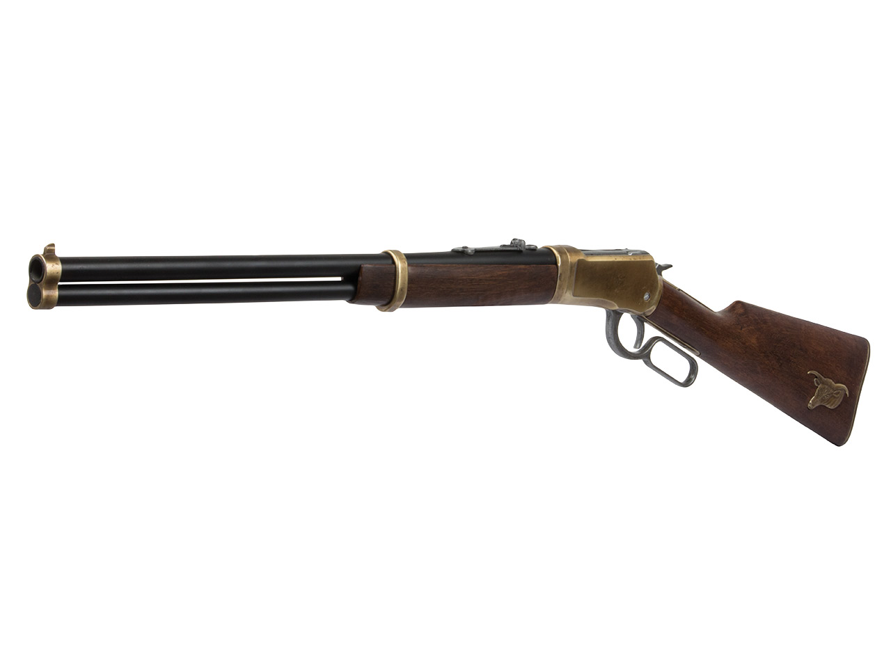 Deko Westerngewehr Kolser Winchester Mod. 92 Carbine USA 1892 voll beweglich Länge 100 cm messing