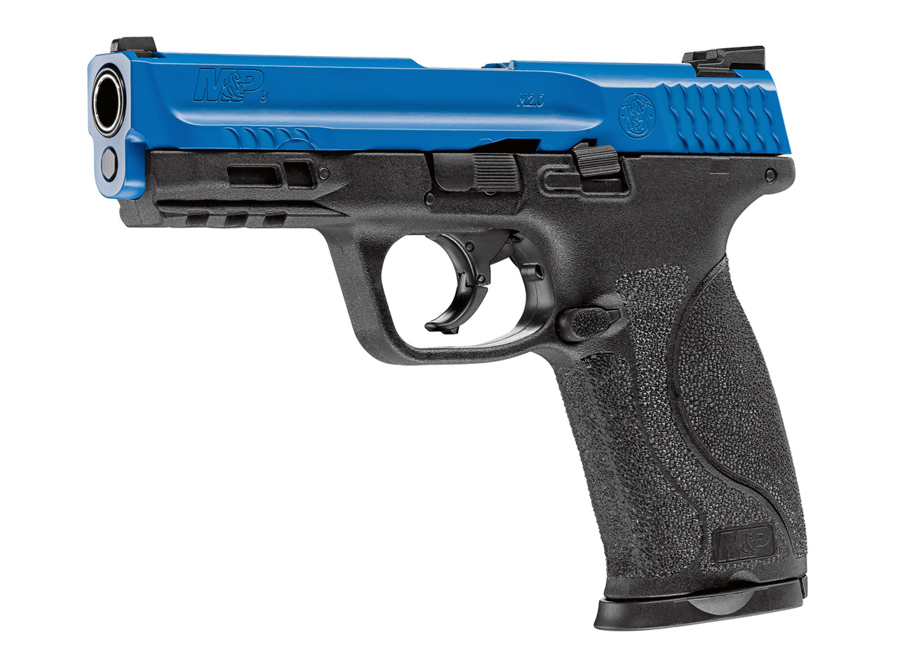 CO2 Pistole RAM Markierer Smith & Wesson M&P9 2.0 T4E LE blau für Gummi-, Pfeffer- und Farbkugeln Kaliber .43 (P18)
