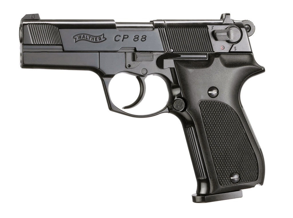 CO2 Pistole Walther CP88 Kunststoffgriffschalen schwarz Kaliber 4,5 mm Diabolo (P18)<b> + Diabolos CO2 Kapsel</b>