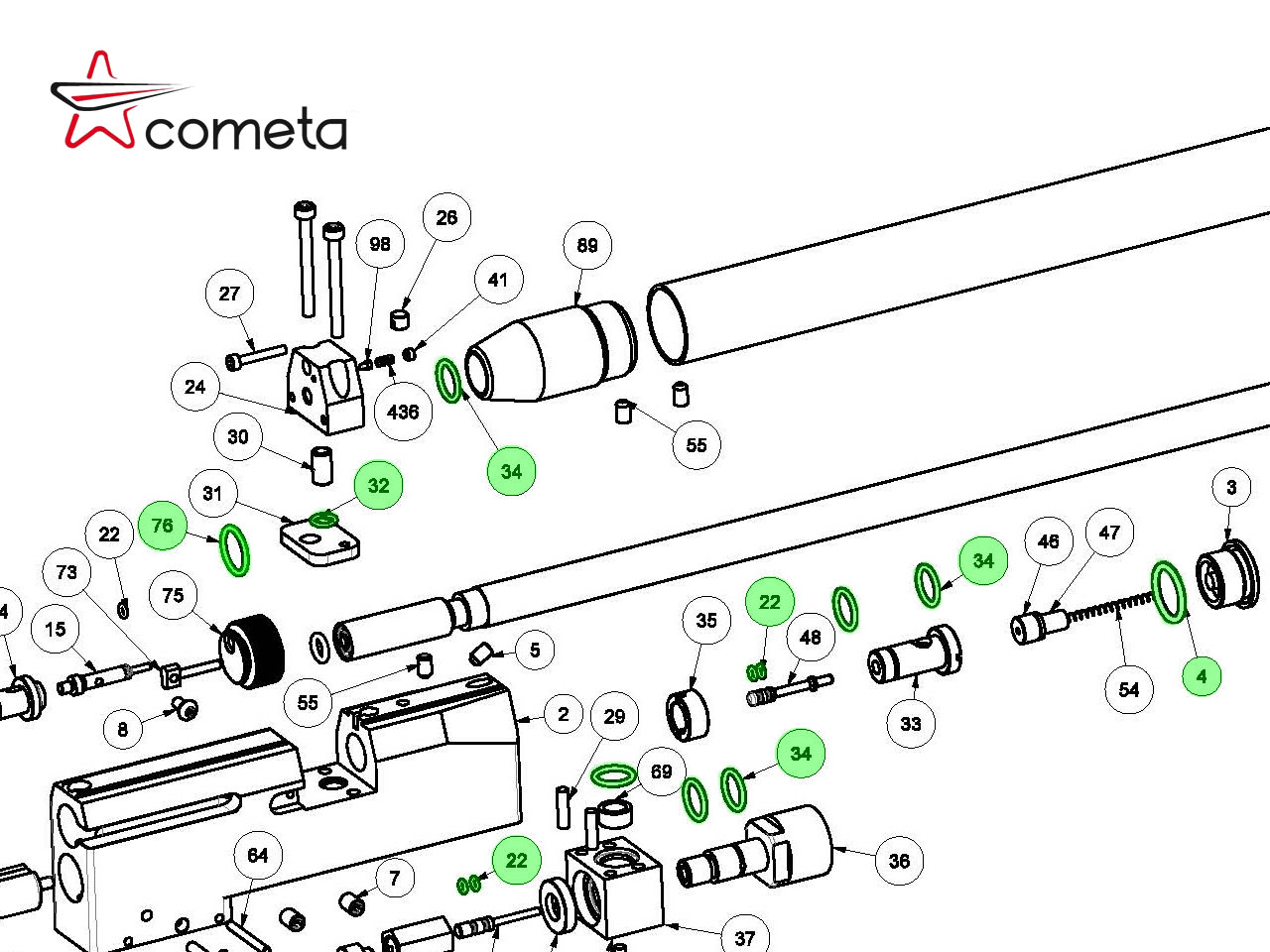 O-Ring Set für Pressluftgewehr SWS Cometa Lynx 6 Stück, Ersatzteil