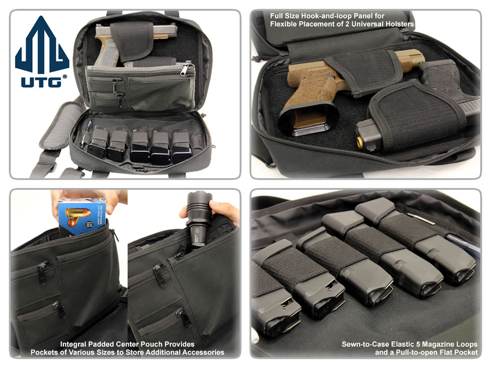 UTG Pistolentasche COMPETITION für 2 Pistolen, 292x241 mm, viele Taschen,  schwarz