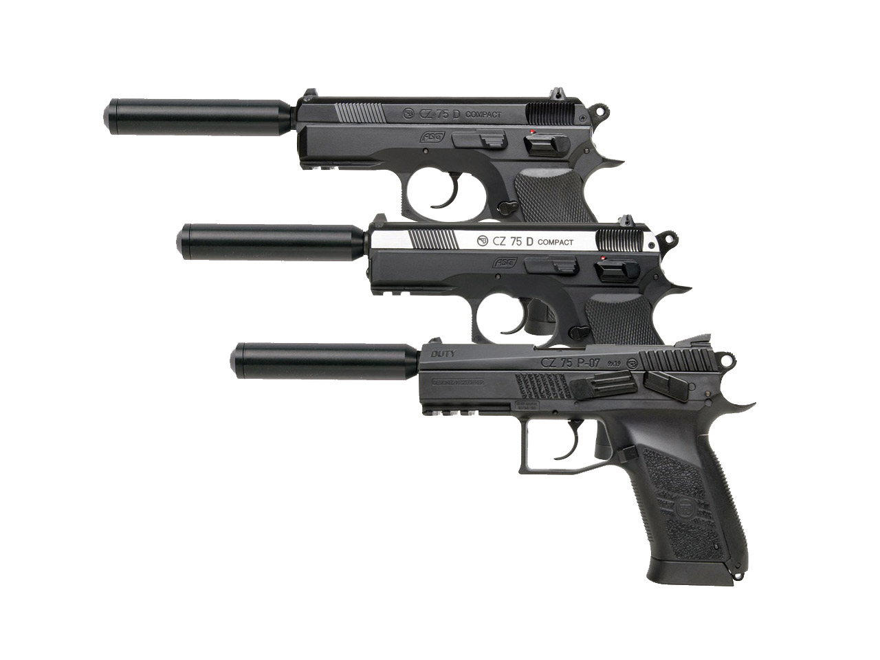 SWS Schalldämpferadapter und Schalldämpfer für CO2 Pistolen CZ Modelle 75 (P18)