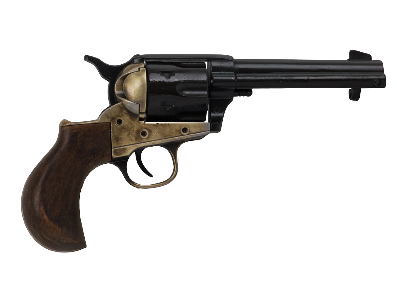 Deko Revolver Kolser Colt Thunderer Single Action Army .45 Peacemaker USA schwarz messing Holzoptikgriffschalen