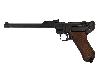 Deko Pistole Luger P08 Artillerie, mit langem Lauf und braunem Griff