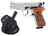 Schreckschuss Pistole Walther P88 Compact nickel Holzgriff Kaliber 9 mm P.A.K. (P18)<b>+ Universalholster</b>