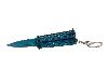 Schlüsselanhänger Mini Butterfly Messer Stahl Klingenlänge 40 mm blau mit Schlüsselring und Kette
