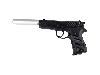 CO2 Pistole Walther CP88 Kunststoffgriffschalen schwarz Kaliber 4,5 mm Diabolo (P18)<b> + silbernen SWS Schalldämpfer Adapter</b>