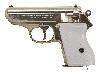 Denix Deko Deutsche Halbautomatische Polizeipistole 1931 Länge 18 cm Perlmutt Imitat Griffschalen goldfinish