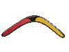 Chukka Bumerang Boomerang Holz rot schwarz gelb Linkshand 80 m Reichweite