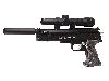 Federdruck Luftpistole Weihrauch HW 45 Black Star Schichtholzgriff Kaliber 4,5 mm (P18) <b>+ Zielfernrohr 2x20 Schalldämpfer</b>