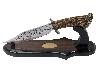 Dekoratives verziertes Messer mit Holzständer Gesamtlänge als Geweih 31,5 cm (P18)