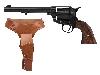 <b>Set 6</b> Western Revolvergurt rechts 90 cm 1 Holster hellbraun und Deko Revolver Kolser Colt SAA .45 Peacemaker 6 Zoll schwarz
