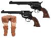 <b>Set 2</b> Western Revolvergurt rechts 100 cm 2 Holster hellbraun und 2 Deko Revolver Kolser Colt SAA .45 Peacemaker 5,5 Zoll schwarz