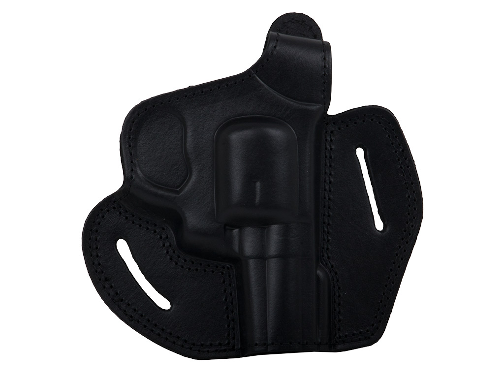 Schnellziehholster Formholster Gürtelholster für mittlere Revolver 2,5/3 Zoll Leder schwarz